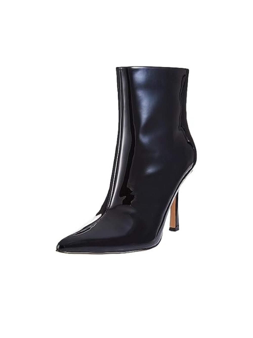 Black Patent Pointed-Toe Stiletto Ankle Boots